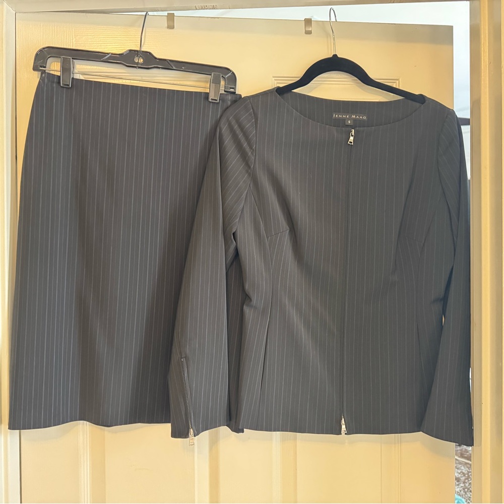Black Pinstripe A-Line Skirt and Jacket-  by Jenne Maag